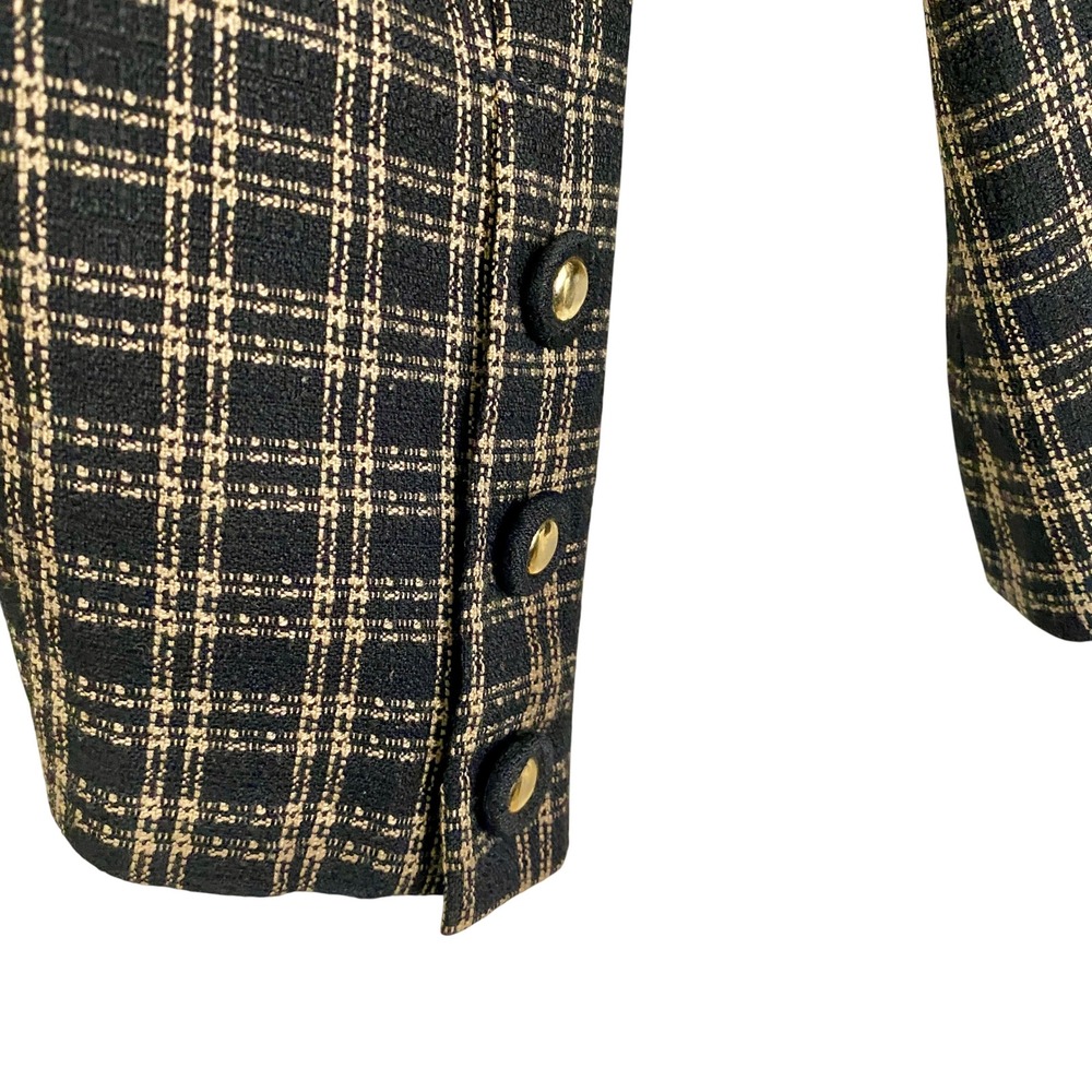 Vintage Molt Bonito Plaid Metallic Gold Button Jacket Blouse Pattern Size 34 - Picture 5 of 9